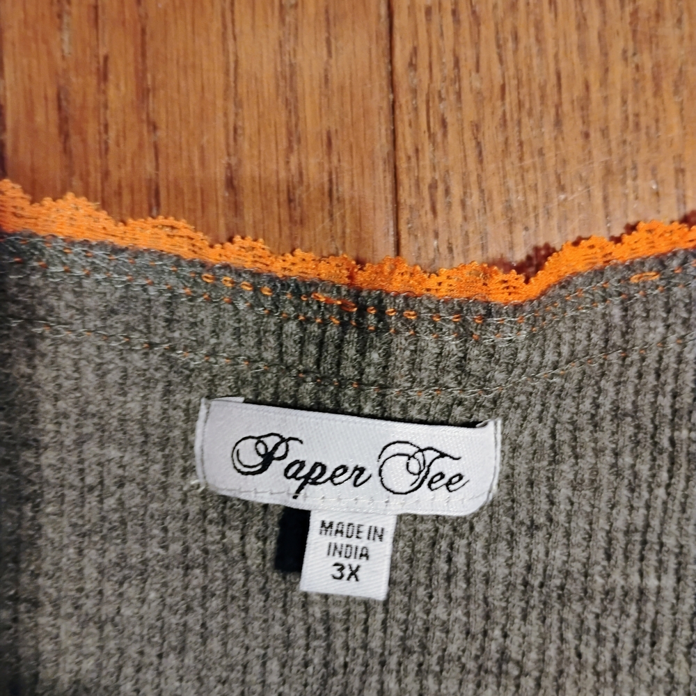 Paper Tee Ribbed V-Neck Long Sleeve Shirt - Picture 5 of 7